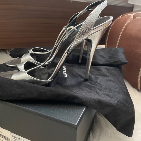 Saint Laurent Anouk Silver Sandals 39 - Picture 5 of 5